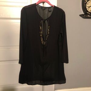 New York & Company Sheer Black Blouse. Size L.
